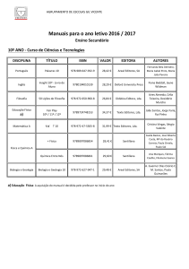 Manuais para o ano letivo 2016 / 2017