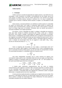 Físico-Química Experimental FQE001 Exp. 10 Cinética Química 1