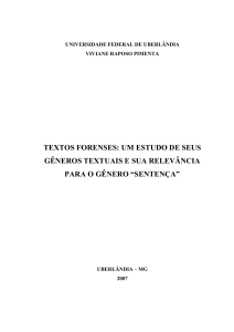 TEXTOS FORENSES: UM ESTUDO DE SEUS GÊNEROS