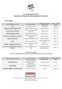 13 a 29 de janeiro de 2017 Resultado dos Espetáculos