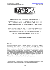 entre carisma e poder: o território e territorialidades da