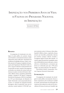 IMUNIZAçãO NOS PRIMEIROS ANOS DE VIDA: ASVACINAS DO