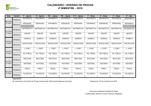 calendário / horário de provas 4º bimestre – 2016