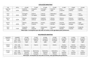 AVALIAÇÕES BIMESTRAIS Segunda feira Observação : As