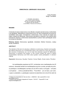 DEMOCRACIA: LIBERDADE E IGUALDADE. Inácio - Seer