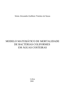 modelo matemático de mortalidade de bactérias coliformes