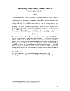 Ciclos Eleitorais e Política Monetária: Evidências Para o Brasil