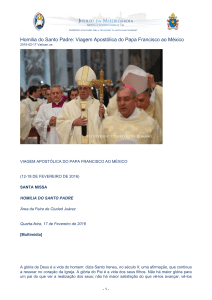 Homilia do Santo Padre: Viagem Apostólica do Papa Francisco ao