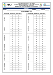 GABARITO NOME: TURMA:______ CÓDIGO:______ 1º DIA DE