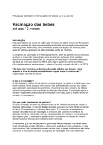 … tradução de Vacinação dos bebés até 12 meses de idade