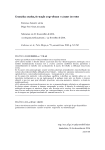 Gramática escolar, formação do professor e saberes docentes