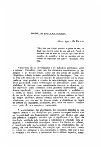 MODELOS EM LEXICOLOGIA Maria Aparecida Barbosa