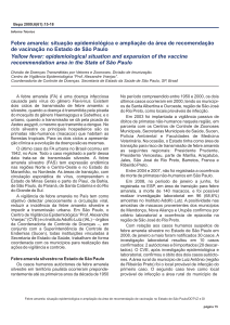 Febre amarela: situação epidemiológica e ampliação da área de