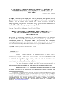 O CONTROLE SOCIAL LOCALIZADO EXERCIDO PELA POLÍCIA