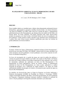 PLANEJAMENTO AMBIENTAL DA BACIA HIDROGRÁFICA DO RIO