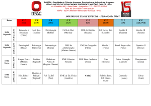 HORÁRIO DE EXAME ESPECIAL – PEDAGOGIA 2014/1 Datas 1° P