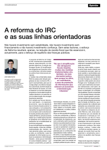 A reforma do IRC e as suas linhas orientadoras