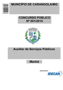 CONCURSO PÚBLICO Nº 001/2014 Manhã MUNICÍPIO