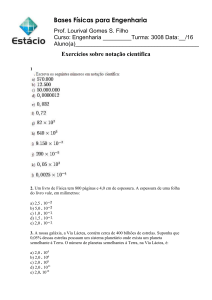 Exercícios de Notação Científica