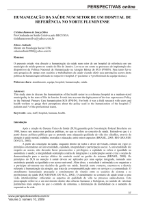 humanização da saúde num setor de um hospital de referência no