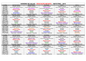 HORÁRIO DE AULAS – EDUCAÇÃO INFANTIL – MATUTINO – 2015
