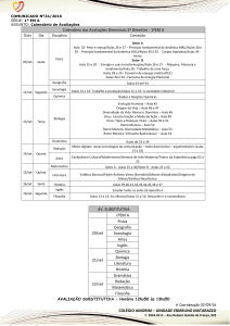 Calendário das Avaliações Bimestrais 3º Bimestre