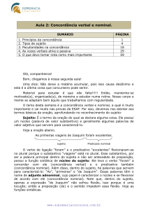 Aula 2: Concordância verbal e nominal.