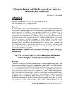 A Geografia Cultural no III Milênio: perspectivas epistêmico