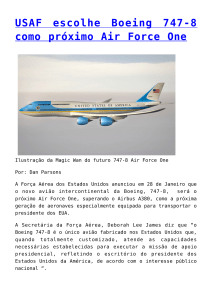USAF escolhe Boeing 747-8 como próximo Air Force One,FAA