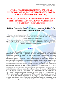 avaliação hidrogeoquímica em áreas selecionadas na bacia