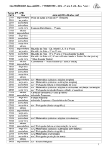 calendário – 1º trimestre