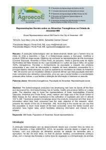 Modelo Resumo Trabalho - VI CBAgroecologia e II CLAgroecologia