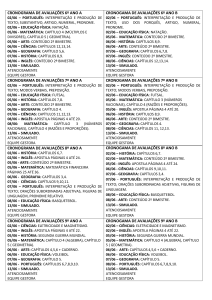 cronograma de avaliações 6º ano a cronogama de avaliações 6º
