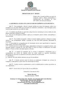 PROJETO DE LEI Nº 209/2012 Dispõe sobre a isenção tarifaria nos