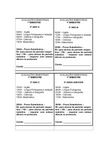 HORÁRIO DAS PROVAS