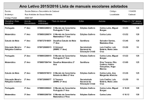Ano Letivo 2015/2016 Lista de manuais escolares adotados