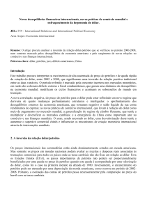 Novos desequilíbrios financeiros internacionais, novas