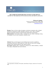 1 RELATÓRIO DO SEMINÁRIO PSICANÁLISE E SAÚDE MENTAL1