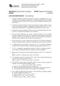 DISCIPLINA: Química Geral e Inorgânica CURSO - udesc