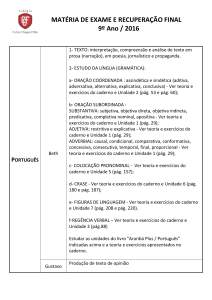 matéria de exame e recuperação final