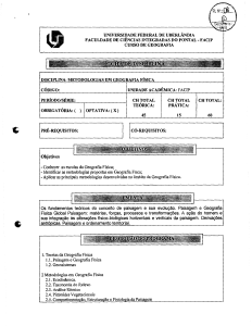 Metodologias em Geografia Física