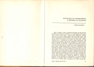 SOCIOLOGIA DO CONHECIMENTO E HISTóRIA DA FILOSOFIA