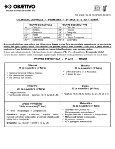 Rio Claro, 09 de novembro de 2016. PROVAS ESPECÍFICAS