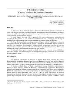 Evolução do cultivo mínimo em reflorestamento na Cia