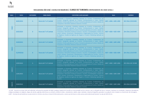 escola de negócios | curso de turismo|cronograma de sada 2016.1