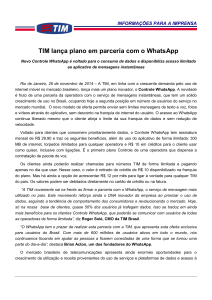 TIM lança plano em parceria com o WhatsApp
