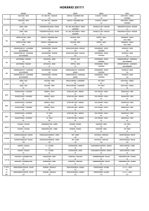 Horário de aulas - 1º semestre