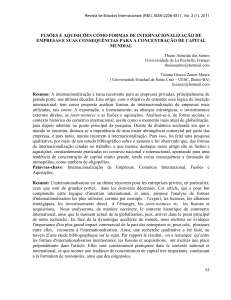 fusões e aquisições como formas de internacionalização de