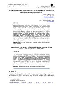 gestão dos recursos hídricos em unaí - mg: os usos múltiplos