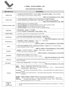 2ª SÉRIE - ENSINO MÉDIO - 2017 LISTAGEM DE MATERIAL